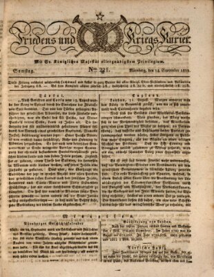 Der Friedens- u. Kriegs-Kurier (Nürnberger Friedens- und Kriegs-Kurier) Samstag 14. September 1822