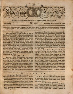 Der Friedens- u. Kriegs-Kurier (Nürnberger Friedens- und Kriegs-Kurier) Montag 16. September 1822