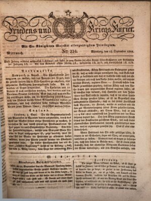 Der Friedens- u. Kriegs-Kurier (Nürnberger Friedens- und Kriegs-Kurier) Mittwoch 18. September 1822