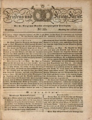 Der Friedens- u. Kriegs-Kurier (Nürnberger Friedens- und Kriegs-Kurier) Dienstag 1. Oktober 1822