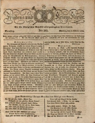 Der Friedens- u. Kriegs-Kurier (Nürnberger Friedens- und Kriegs-Kurier) Samstag 12. Oktober 1822