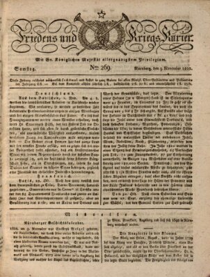 Der Friedens- u. Kriegs-Kurier (Nürnberger Friedens- und Kriegs-Kurier) Samstag 9. November 1822