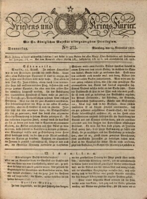 Der Friedens- u. Kriegs-Kurier (Nürnberger Friedens- und Kriegs-Kurier) Donnerstag 14. November 1822