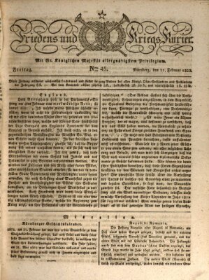 Der Friedens- u. Kriegs-Kurier (Nürnberger Friedens- und Kriegs-Kurier) Freitag 21. Februar 1823