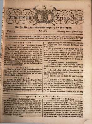 Der Friedens- u. Kriegs-Kurier (Nürnberger Friedens- und Kriegs-Kurier) Samstag 22. Februar 1823