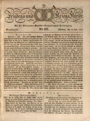 Der Friedens- u. Kriegs-Kurier (Nürnberger Friedens- und Kriegs-Kurier) Samstag 12. Juli 1823