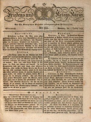 Der Friedens- u. Kriegs-Kurier (Nürnberger Friedens- und Kriegs-Kurier) Mittwoch 1. Oktober 1823