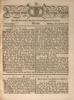 Der Friedens- u. Kriegs-Kurier (Nürnberger Friedens- und Kriegs-Kurier) Donnerstag 9. Oktober 1823