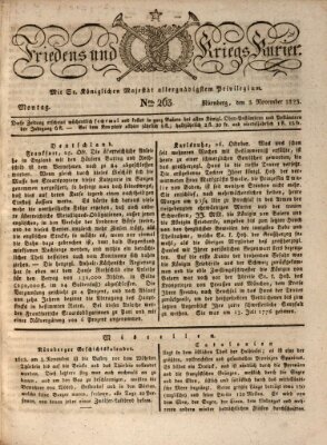 Der Friedens- u. Kriegs-Kurier (Nürnberger Friedens- und Kriegs-Kurier) Montag 3. November 1823