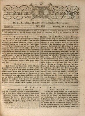 Der Friedens- u. Kriegs-Kurier (Nürnberger Friedens- und Kriegs-Kurier) Dienstag 2. Dezember 1823