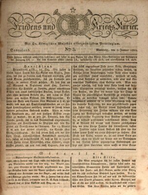 Der Friedens- u. Kriegs-Kurier (Nürnberger Friedens- und Kriegs-Kurier) Samstag 3. Januar 1824