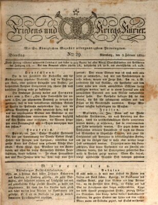 Der Friedens- u. Kriegs-Kurier (Nürnberger Friedens- und Kriegs-Kurier) Dienstag 3. Februar 1824