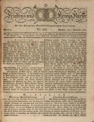 Der Friedens- u. Kriegs-Kurier (Nürnberger Friedens- und Kriegs-Kurier) Freitag 3. September 1824