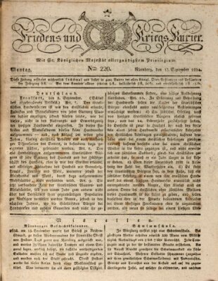 Der Friedens- u. Kriegs-Kurier (Nürnberger Friedens- und Kriegs-Kurier) Montag 13. September 1824