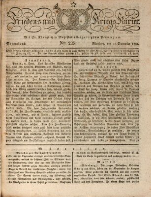 Der Friedens- u. Kriegs-Kurier (Nürnberger Friedens- und Kriegs-Kurier) Samstag 18. September 1824