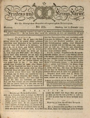 Der Friedens- u. Kriegs-Kurier (Nürnberger Friedens- und Kriegs-Kurier) Montag 27. September 1824