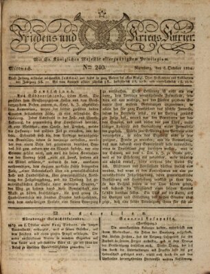 Der Friedens- u. Kriegs-Kurier (Nürnberger Friedens- und Kriegs-Kurier) Mittwoch 6. Oktober 1824