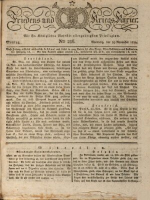 Der Friedens- u. Kriegs-Kurier (Nürnberger Friedens- und Kriegs-Kurier) Montag 29. November 1824