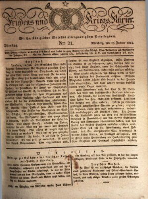 Der Friedens- u. Kriegs-Kurier (Nürnberger Friedens- und Kriegs-Kurier) Dienstag 25. Januar 1825