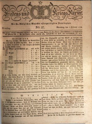 Der Friedens- u. Kriegs-Kurier (Nürnberger Friedens- und Kriegs-Kurier) Dienstag 1. Februar 1825