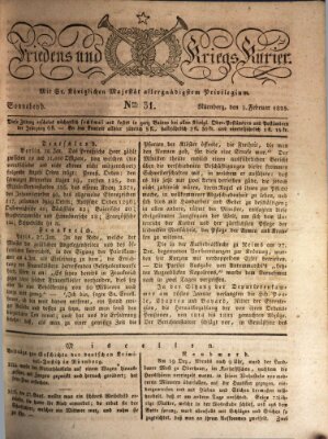 Der Friedens- u. Kriegs-Kurier (Nürnberger Friedens- und Kriegs-Kurier) Samstag 5. Februar 1825