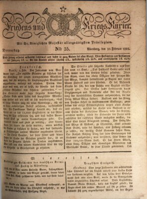 Der Friedens- u. Kriegs-Kurier (Nürnberger Friedens- und Kriegs-Kurier) Donnerstag 10. Februar 1825