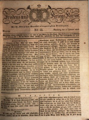 Der Friedens- u. Kriegs-Kurier (Nürnberger Friedens- und Kriegs-Kurier) Montag 14. Februar 1825