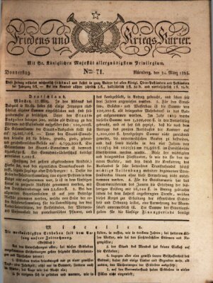 Der Friedens- u. Kriegs-Kurier (Nürnberger Friedens- und Kriegs-Kurier) Donnerstag 24. März 1825