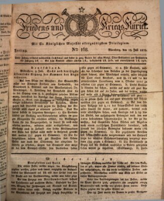 Der Friedens- u. Kriegs-Kurier (Nürnberger Friedens- und Kriegs-Kurier) Freitag 15. Juli 1825