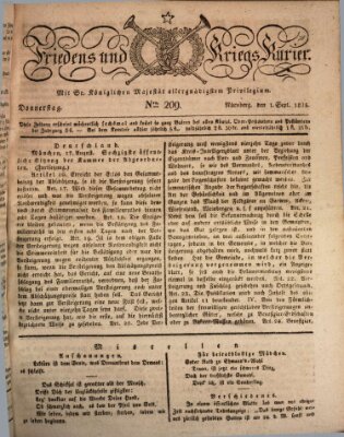 Der Friedens- u. Kriegs-Kurier (Nürnberger Friedens- und Kriegs-Kurier) Donnerstag 1. September 1825