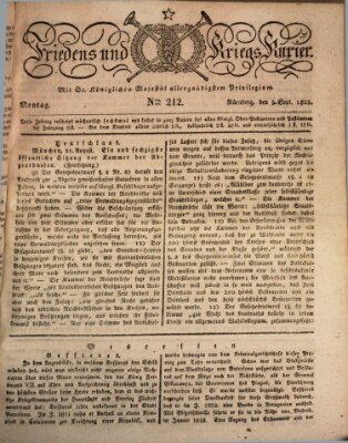 Der Friedens- u. Kriegs-Kurier (Nürnberger Friedens- und Kriegs-Kurier) Montag 5. September 1825