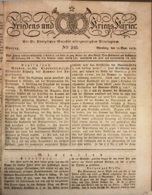 Der Friedens- u. Kriegs-Kurier (Nürnberger Friedens- und Kriegs-Kurier) Montag 12. September 1825