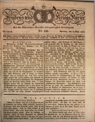 Der Friedens- u. Kriegs-Kurier (Nürnberger Friedens- und Kriegs-Kurier) Mittwoch 14. September 1825