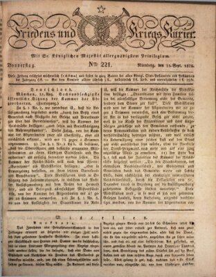 Der Friedens- u. Kriegs-Kurier (Nürnberger Friedens- und Kriegs-Kurier) Donnerstag 15. September 1825