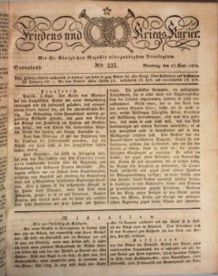 Der Friedens- u. Kriegs-Kurier (Nürnberger Friedens- und Kriegs-Kurier) Samstag 17. September 1825