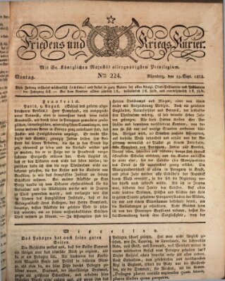 Der Friedens- u. Kriegs-Kurier (Nürnberger Friedens- und Kriegs-Kurier) Montag 19. September 1825