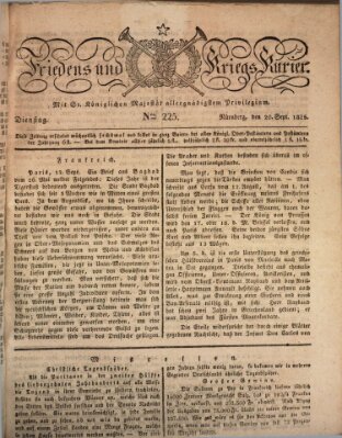 Der Friedens- u. Kriegs-Kurier (Nürnberger Friedens- und Kriegs-Kurier) Dienstag 20. September 1825