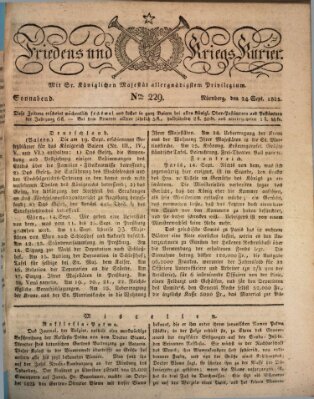 Der Friedens- u. Kriegs-Kurier (Nürnberger Friedens- und Kriegs-Kurier) Samstag 24. September 1825