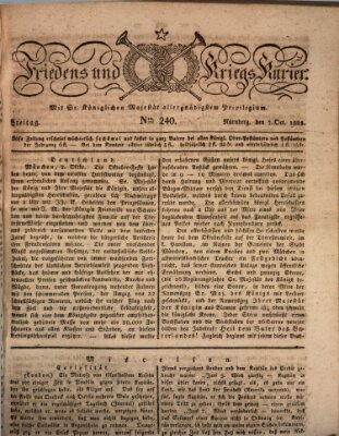 Der Friedens- u. Kriegs-Kurier (Nürnberger Friedens- und Kriegs-Kurier) Freitag 7. Oktober 1825