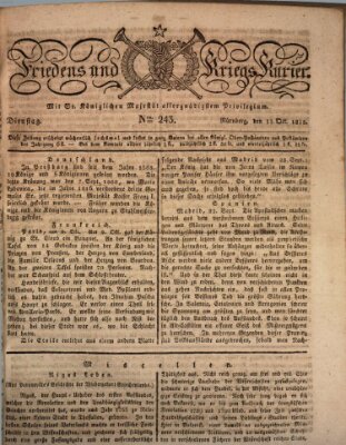 Der Friedens- u. Kriegs-Kurier (Nürnberger Friedens- und Kriegs-Kurier) Dienstag 11. Oktober 1825