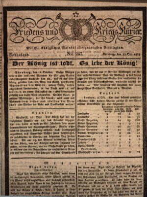 Der Friedens- u. Kriegs-Kurier (Nürnberger Friedens- und Kriegs-Kurier) Samstag 15. Oktober 1825