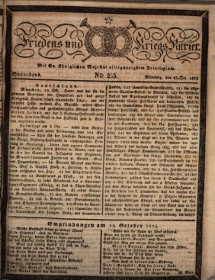 Der Friedens- u. Kriegs-Kurier (Nürnberger Friedens- und Kriegs-Kurier) Samstag 22. Oktober 1825