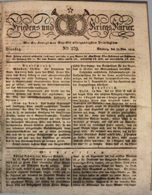 Der Friedens- u. Kriegs-Kurier (Nürnberger Friedens- und Kriegs-Kurier) Dienstag 22. November 1825