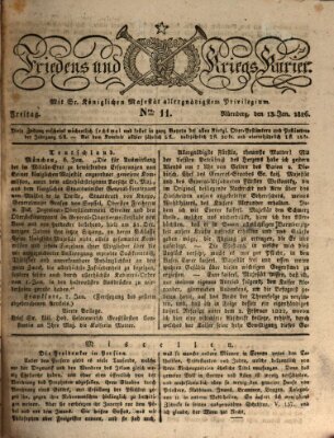 Der Friedens- u. Kriegs-Kurier (Nürnberger Friedens- und Kriegs-Kurier) Freitag 13. Januar 1826