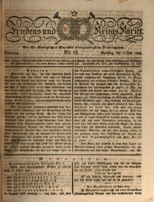 Der Friedens- u. Kriegs-Kurier (Nürnberger Friedens- und Kriegs-Kurier) Montag 16. Januar 1826