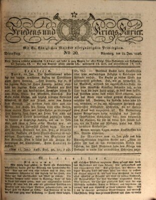 Der Friedens- u. Kriegs-Kurier (Nürnberger Friedens- und Kriegs-Kurier) Dienstag 24. Januar 1826