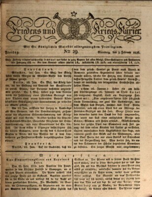 Der Friedens- u. Kriegs-Kurier (Nürnberger Friedens- und Kriegs-Kurier) Freitag 3. Februar 1826