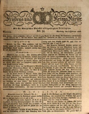 Der Friedens- u. Kriegs-Kurier (Nürnberger Friedens- und Kriegs-Kurier) Montag 6. Februar 1826