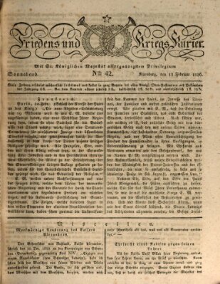 Der Friedens- u. Kriegs-Kurier (Nürnberger Friedens- und Kriegs-Kurier) Samstag 18. Februar 1826