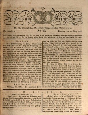 Der Friedens- u. Kriegs-Kurier (Nürnberger Friedens- und Kriegs-Kurier) Donnerstag 30. März 1826